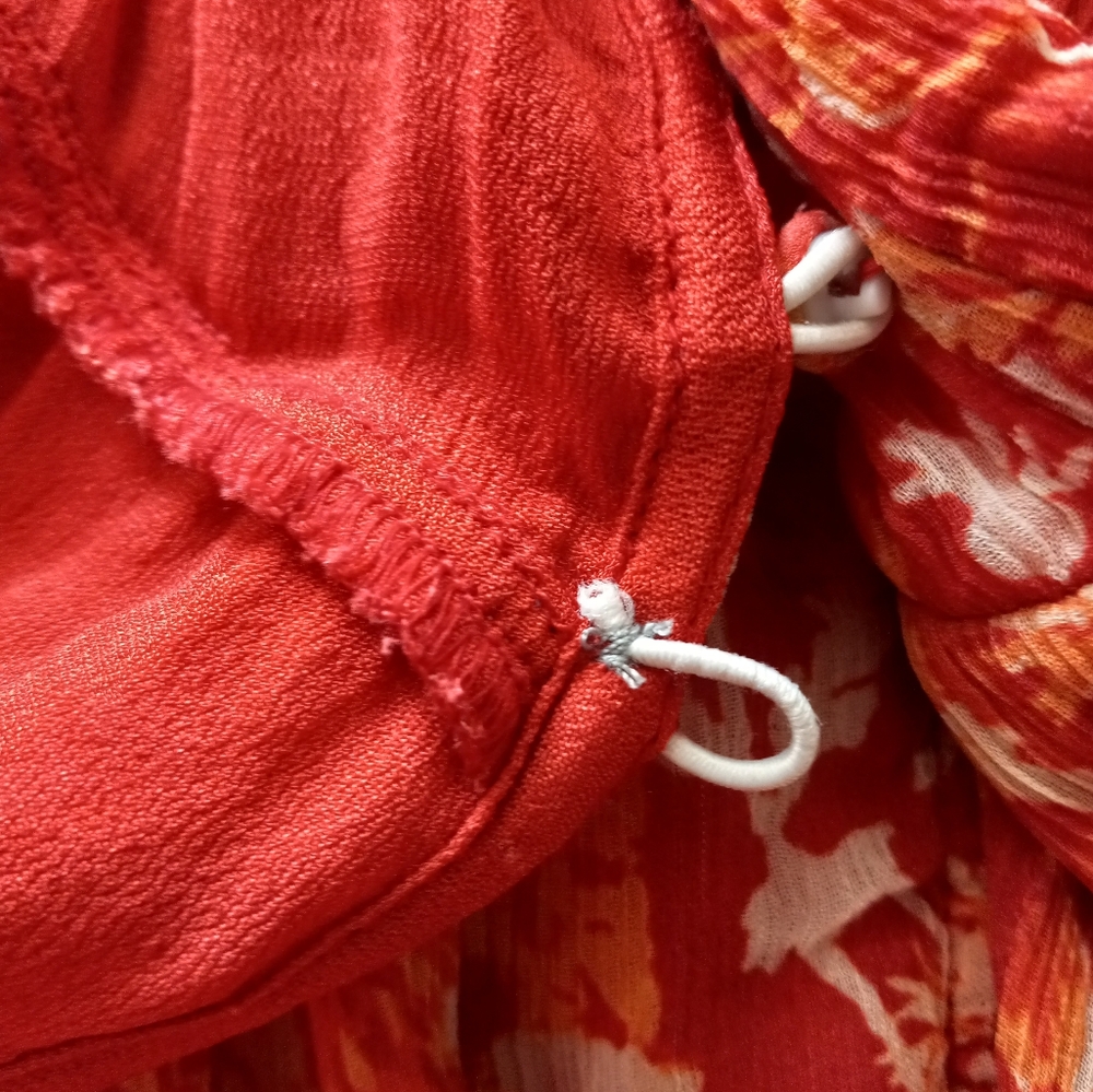 Hemant & Nandita Dawn Silk Midi Dress Orange Floral M - Picture 9 of 16